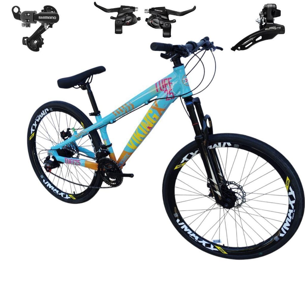 Bicicleta 26 VikingX Tuff25 21v Cambios e Trocadores Freeride Disco Mecânico Pneu Slick 1.50