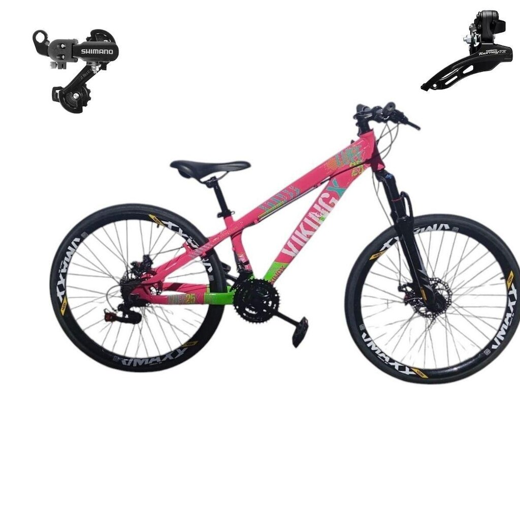 Bicicleta 26 VikingX Tuff25 21v Cambios Shimano Freeride Disco Mecânico Pneu Slick 1.50