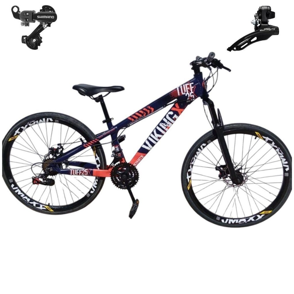 Bicicleta 26 VikingX Tuff25 21v Cambios Shimano Freeride Disco Mecânico Pneu Slick 1.50