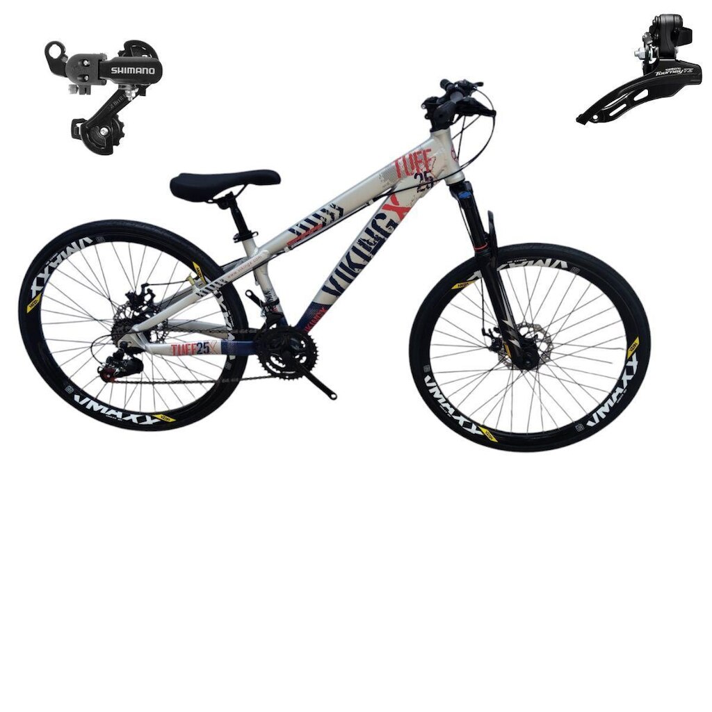 Bicicleta 26 VikingX Tuff25 21v Cambios Shimano Freeride Disco Mecânico Pneu Slick 1.50