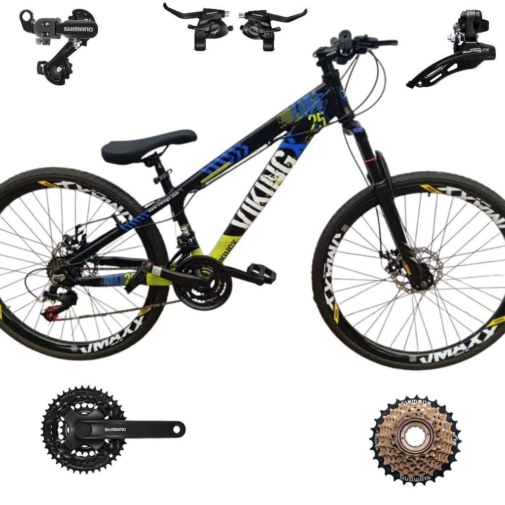 Bicicleta 26 VikingX Tuff25 21v SHIMANO Freeride Disco Mecânico Pneu Slick 1.50