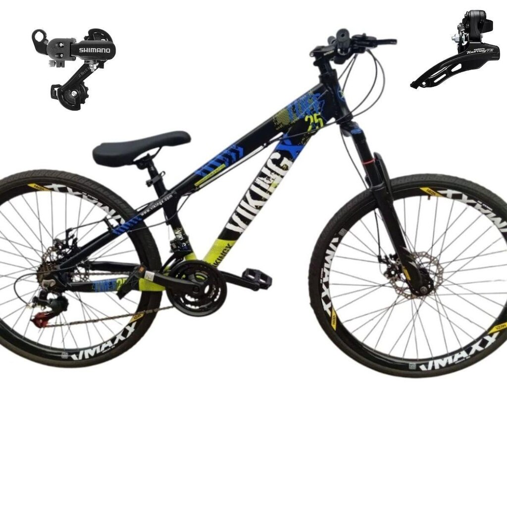 Bicicleta 26 VikingX Tuff25 24v Cambios Freeride Disco Mecânico Pneu Slick 1.50 Shimano