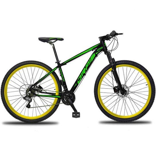Bicicleta 27V Aro 29 Drais Clean Câmbio Shimano Freio Hidráulico Alumínio MTB - Verde+Amarelo Menor preço em Bicicleta 27V Aro 29 Drais Clean Câmbio Shimano Freio Hidráulico Alumínio MTB - Verde+Amarelo
