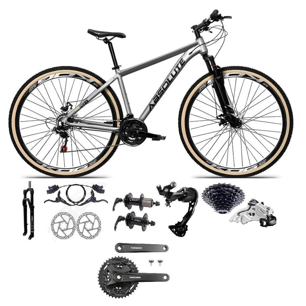 Bicicleta 29 Absolute Nero 5 Câmbio Shimano Alívio 27v K7 Freios Hidráulicos Trava Pneus Com Faixa