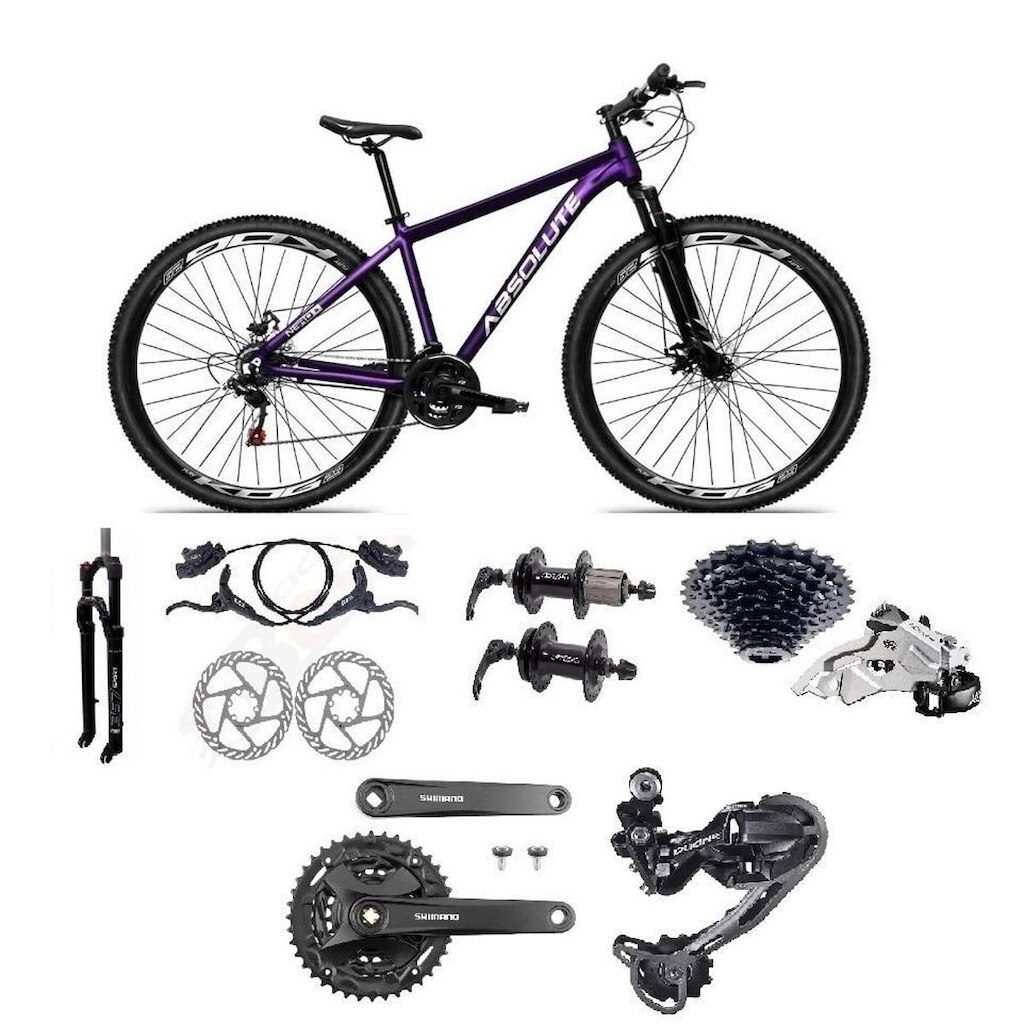 Bicicleta 29 Absolute Nero 5 Câmbio Shimano Deore 27v K7 Freios Hidráulicos Trava Pedivela Mt101