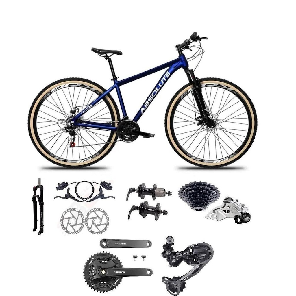 Bicicleta 29 Absolute Nero 5 Câmbio Shimano Deore 27v K7 Freios Hidráulicos Trava Pneus Com Faixa