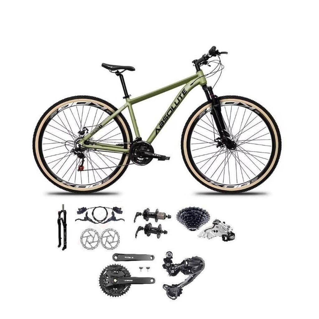 Bicicleta 29 Absolute Nero 5 Câmbio Shimano Deore 27v K7 Freios Hidráulicos Trava Pneus Com Faixa