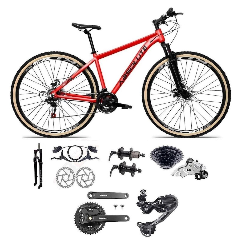 Bicicleta 29 Absolute Nero 5 Shimano Deore-Altus 27v K7 Hidráulico Trava Pedivela Mt101 Pneu Faixa