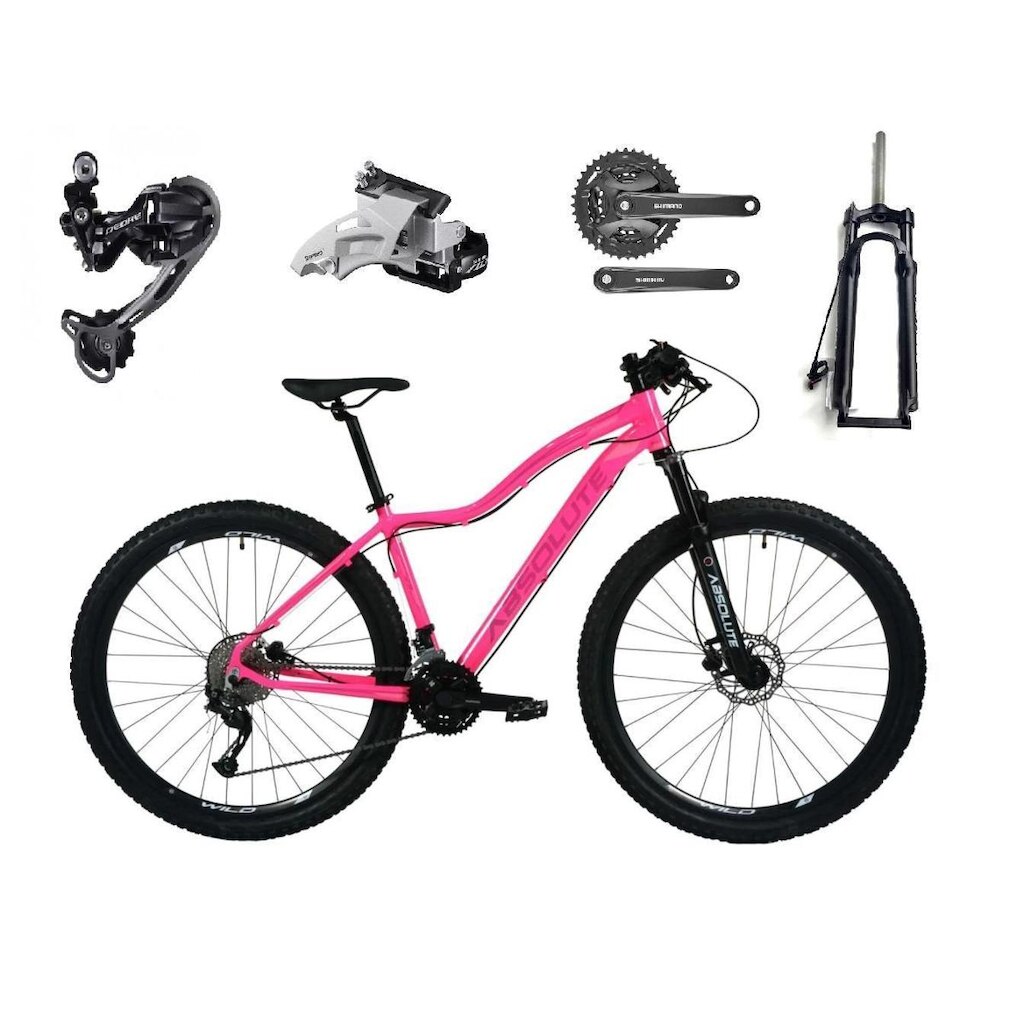 Bicicleta 29 Feminina Absolute Hera Câmbio Shimano Deore 27v K7 Freios Hidráulicos Trava No Guidão