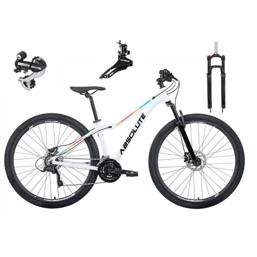 Bicicleta 29 Feminina Absolute Mia 3 Cabos Internos 24v Câmbio Shimano Acera K7 Trava Freio a Disco