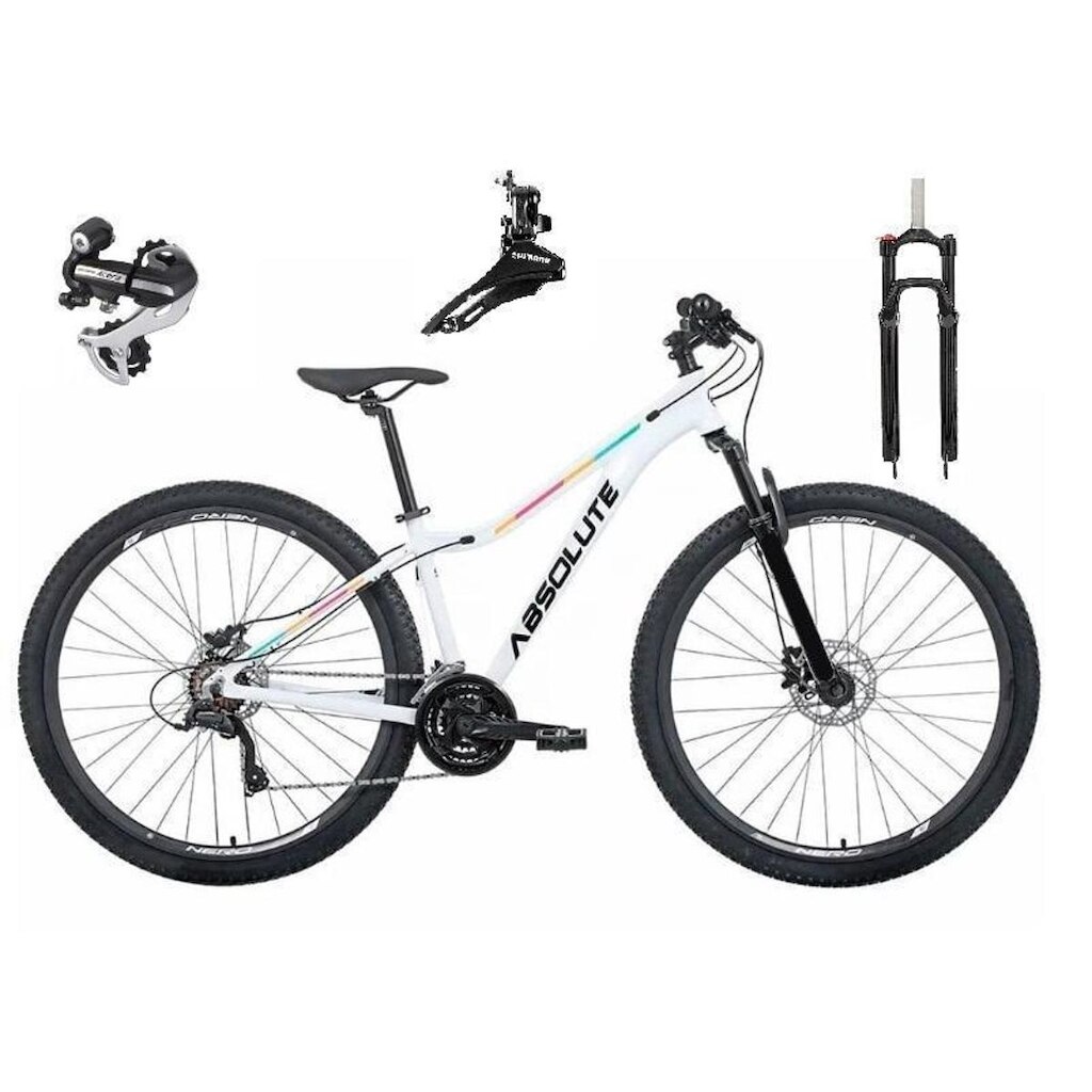 Bicicleta 29 Feminina Absolute Mia 3 Cabos Internos 24v Câmbio Shimano Acera K7 Trava Freio a Disco