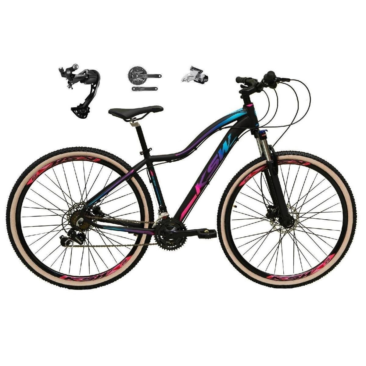 Bicicleta Ksw Mwza Disc H Aro 29 Susp. Dianteira 27 Marchas - Preto/roxo