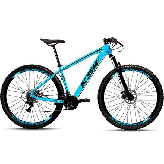 Bicicleta 29 KSW XLT 21 Marchas Freio a Disco Quadro Alumínio MTB - Azul+Preto Menor preço em Bicicleta 29 KSW XLT 21 Marchas Freio a Disco Quadro Alumínio MTB - Azul+Preto