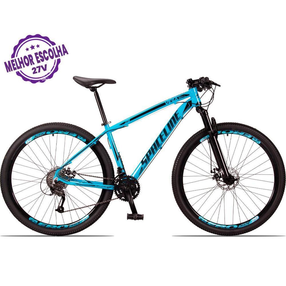 Bicicleta 29 Spaceline Vega 27 Marchas Câmbio Shimano Freio a Disco e Suspensão Menor preço em Bicicleta 29 Spaceline Vega 27 Marchas Câmbio Shimano Freio a Disco e Suspensão