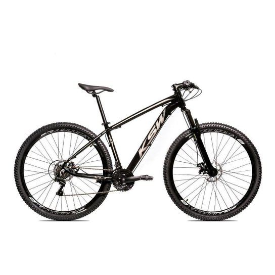 Bicicleta Alum 29 Ksw Cambios Gta 24 Vel A Disco Ltx - Preto+Prata