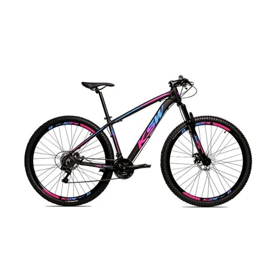 Bicicleta Alum 29 Ksw Cambios Gta 24 Vel A Disco Ltx - Azul+Rosa
