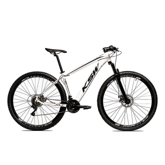 Bicicleta Alum 29 Ksw Shimano 24V a Disco Hidráulica KRW13 - Branco+Preto Menor preço em Bicicleta Alum 29 Ksw Shimano 24V a Disco Hidráulica KRW13 - Branco+Preto