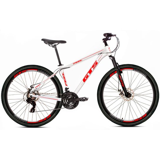 Bicicleta Alumínio Aro 29 Gts Feel Freio À Disco 21 Marchas - Branco+Vermelho é ruim? Bicicleta Alumínio Aro 29 Gts Feel Freio À Disco 21 Marchas - Branco+Vermelho é boa?