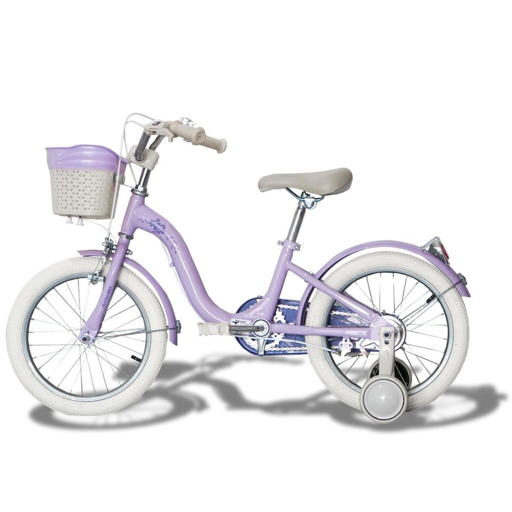 Bicicleta Aro 16 Retrô Lilas Com Cesto Rodinhas Pezinhos e Buzina