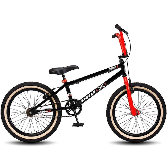 Bicicleta Aro 20 BMX PRO X S1 Faixa Bege V-Brake e Rodinhas