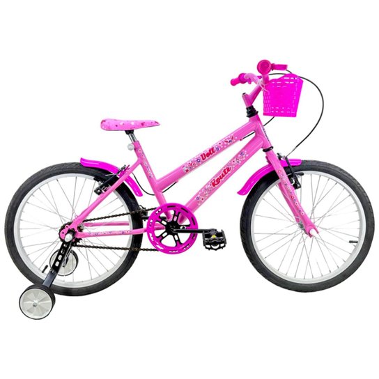 Bicicleta Aro 20 Infantil C/ Rodas Doll - Route - Rosa Menor preço em Bicicleta Aro 20 Infantil C/ Rodas Doll - Route - Rosa