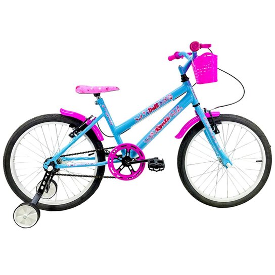 Bicicleta Aro 20 Infantil C/ Rodas Doll - Route - Azul Claro Menor preço em Bicicleta Aro 20 Infantil C/ Rodas Doll - Route - Azul Claro