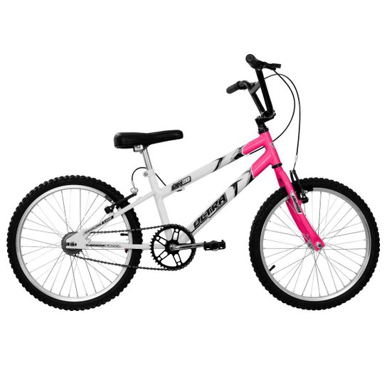 Bicicleta Aro 20 Ultra Bikes Rebaixada Bicolor Freio V-Brake - Branco+Rosa Menor preço em Bicicleta Aro 20 Ultra Bikes Rebaixada Bicolor Freio V-Brake - Branco+Rosa