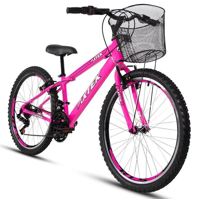 Bicicleta Aro 24 Alum Axtek Sport Gold V-Brake Mtb 21V Feminina