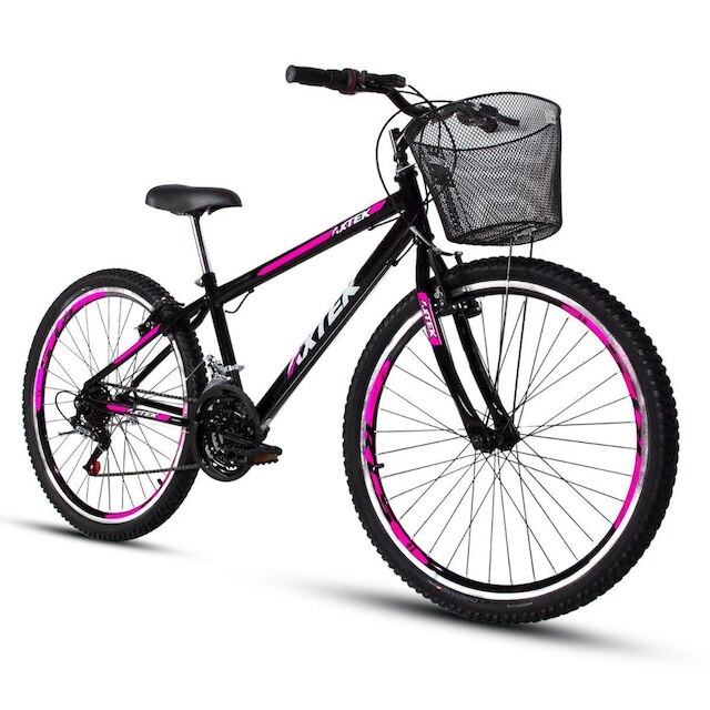 Bicicleta Aro 24 Axtek Sport Gold V-Brake Mtb 21V Feminina