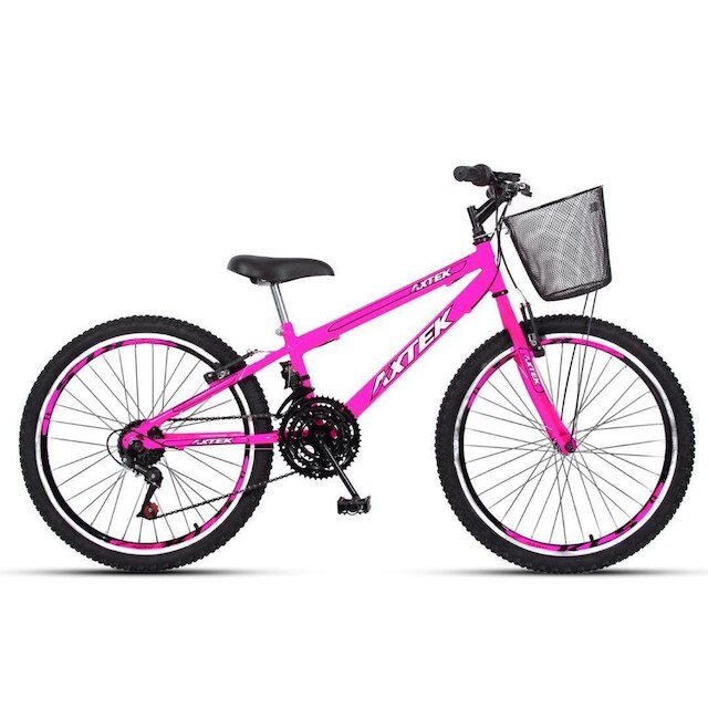 Bicicleta Aro 24 Axtek Sport Gold V-Brake Mtb 21V Feminina