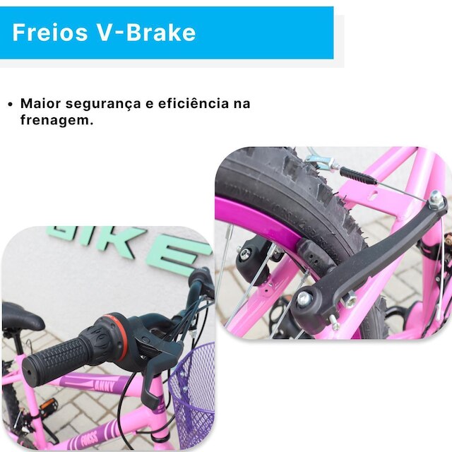 Bicicleta Aro 24 C/cestinha Forss Anny 18 Marchas Rosa