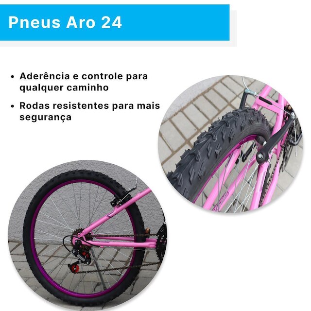 Bicicleta Aro 24 C/cestinha Forss Anny 18 Marchas Rosa