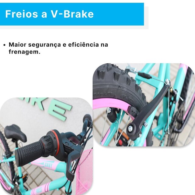 Bicicleta Aro 24 C/cestinha Forss Anny 18 Marchas Rosa