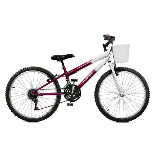 Bicicleta Aro 24 Serena Plus 21 Marchas Master Bike - Branco+Roxo