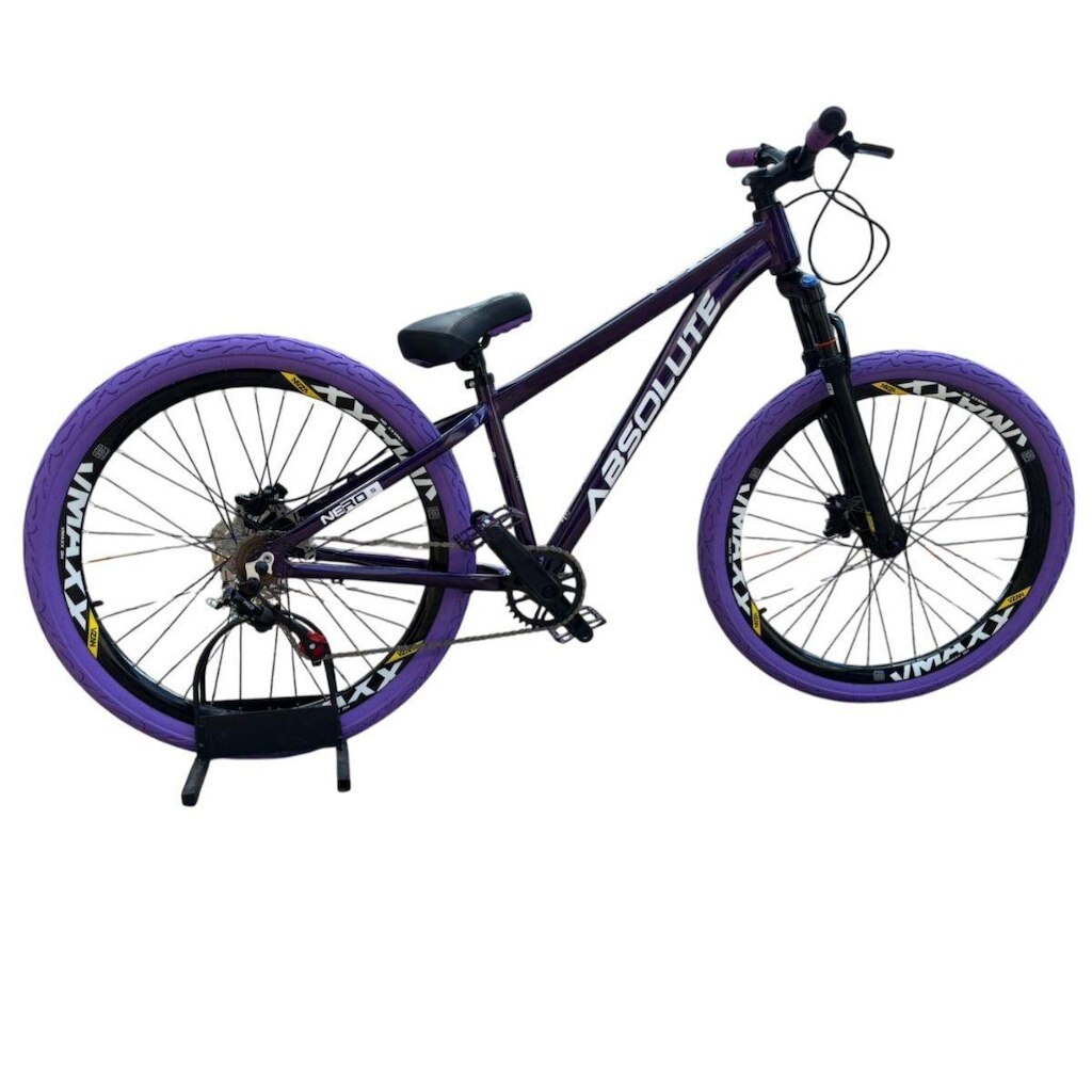 Bicicleta Aro 26 Absolute Nero 5 Adptada Grau Monomarcha Pneu Balão Flame Roxo