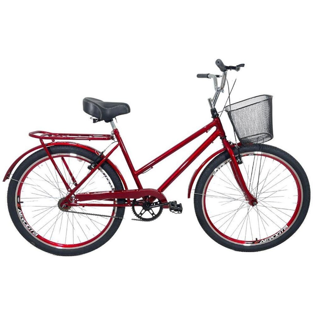Bicicleta Aro 26 Aero Passeio Cesta Modelo Poti Vermelho