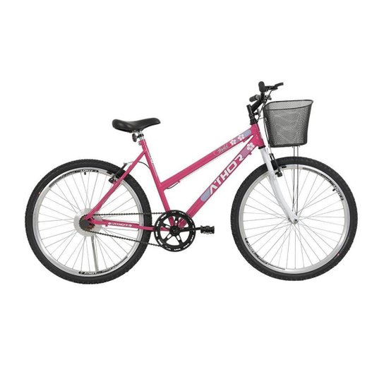 Bicicleta Aro 26 Athor Model Passeio Aro 26 S/M Feminina C/ Cesto - Rosa