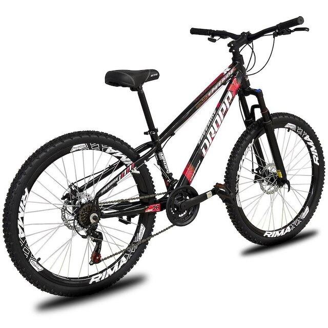 Bicicleta aro 26 Dropp Freeride Alumínio 21 Vel Marchas Câmbios Shimano Freios a disco