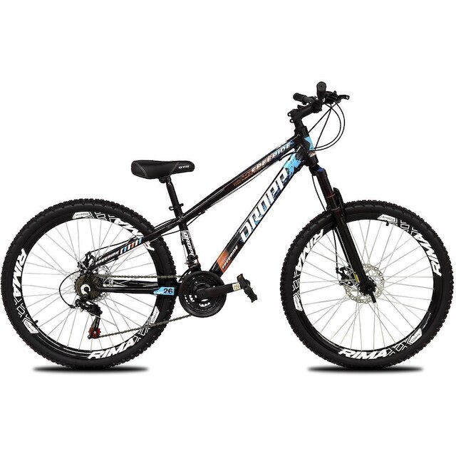 Bicicleta aro 26 Dropp Freeride Alumínio 21 Vel Marchas Câmbios Shimano Freios a disco