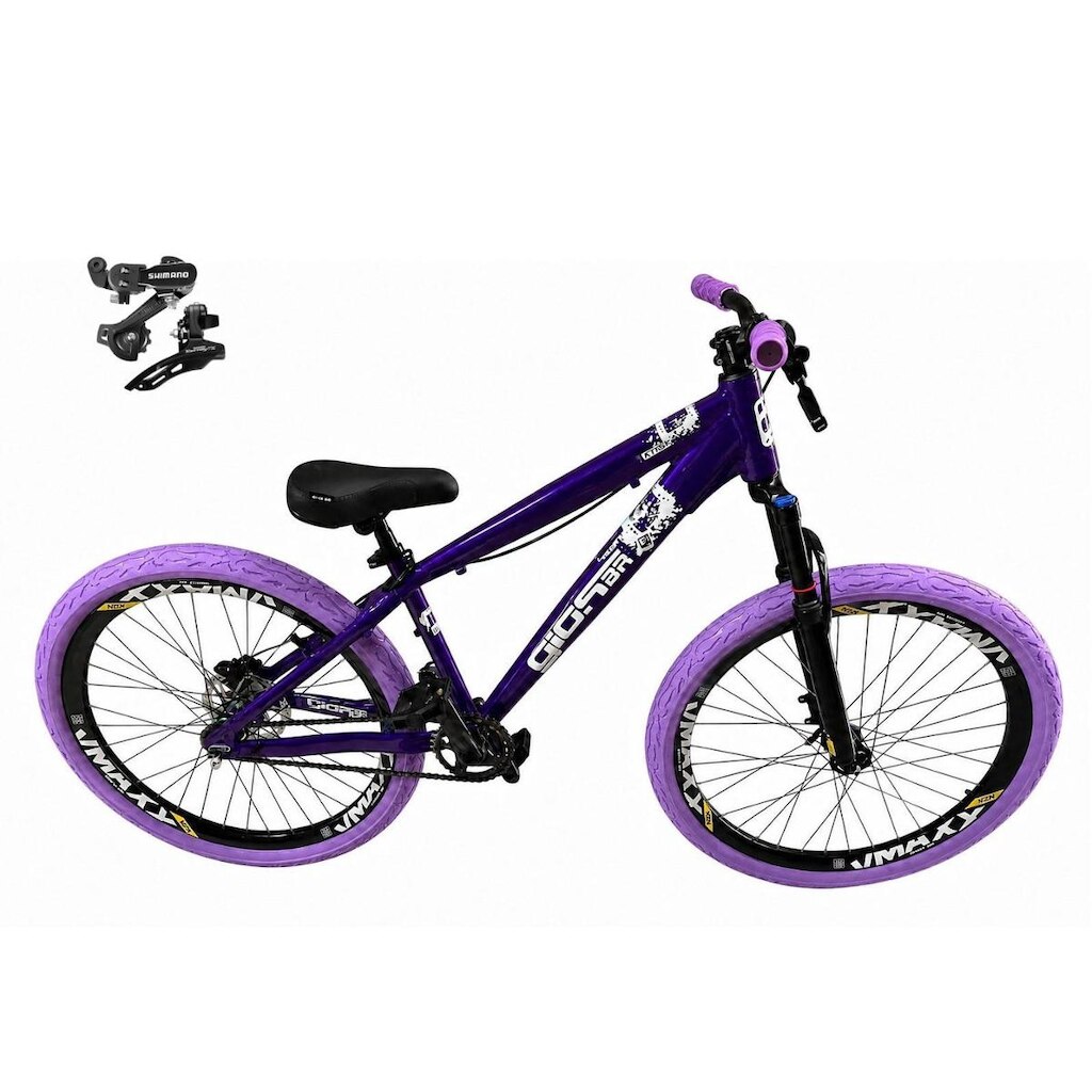 Bicicleta Aro 26 GIOS 4Trix Câmbios Shimano Freio a Disco Aro Vmaxx 21v Freeride DH Pneu Flame