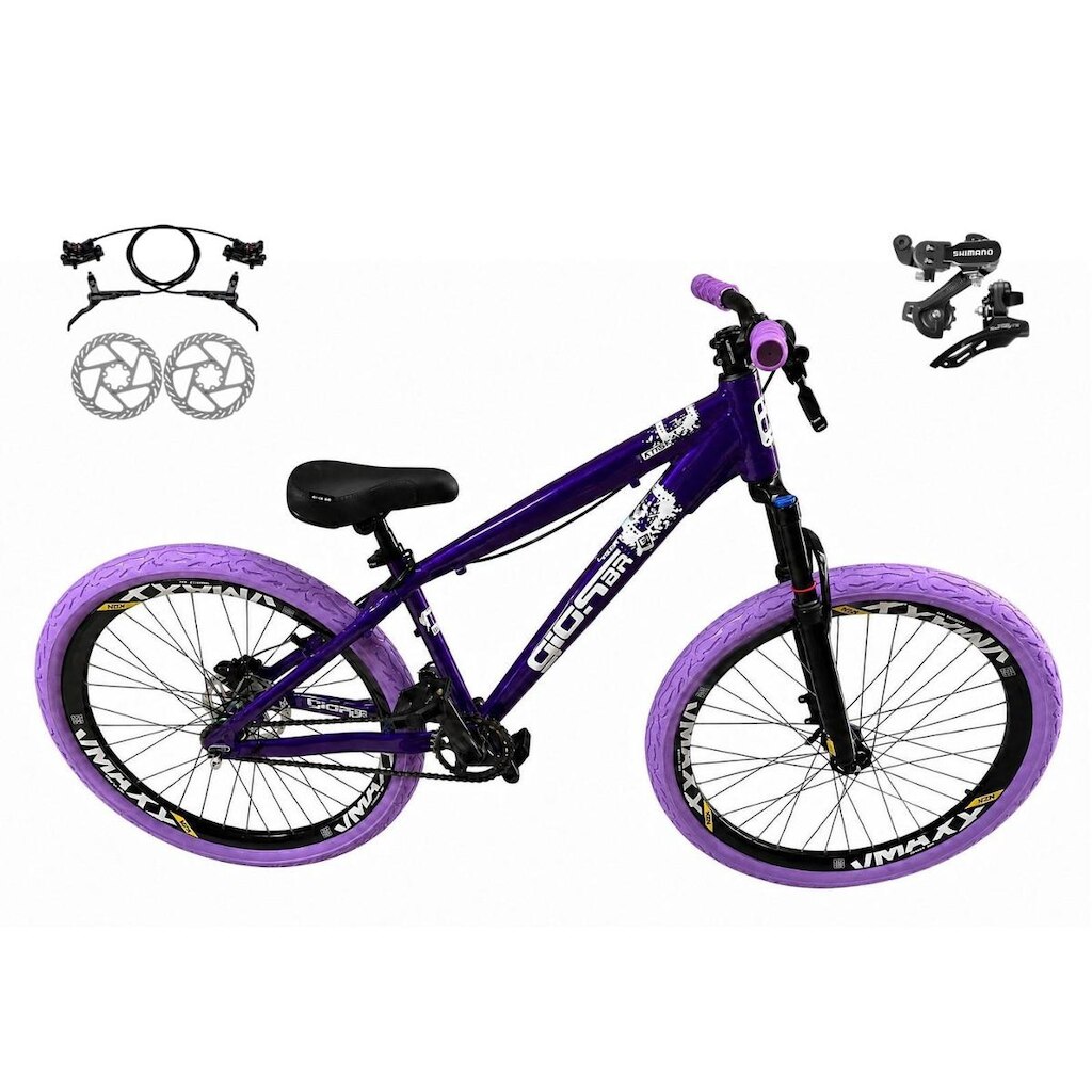 Bicicleta Aro 26 GIOS 4Trix Câmbios Shimano Freio Hidráulico Aro Vmaxx 21v Freeride DH Pneu Flame