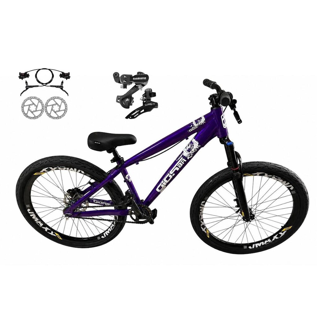 Bicicleta Aro 26 GIOS 4Trix Câmbios Shimano Freio Hidráulico Freeride DH 21v Aro Vmaxx Pneu Flame