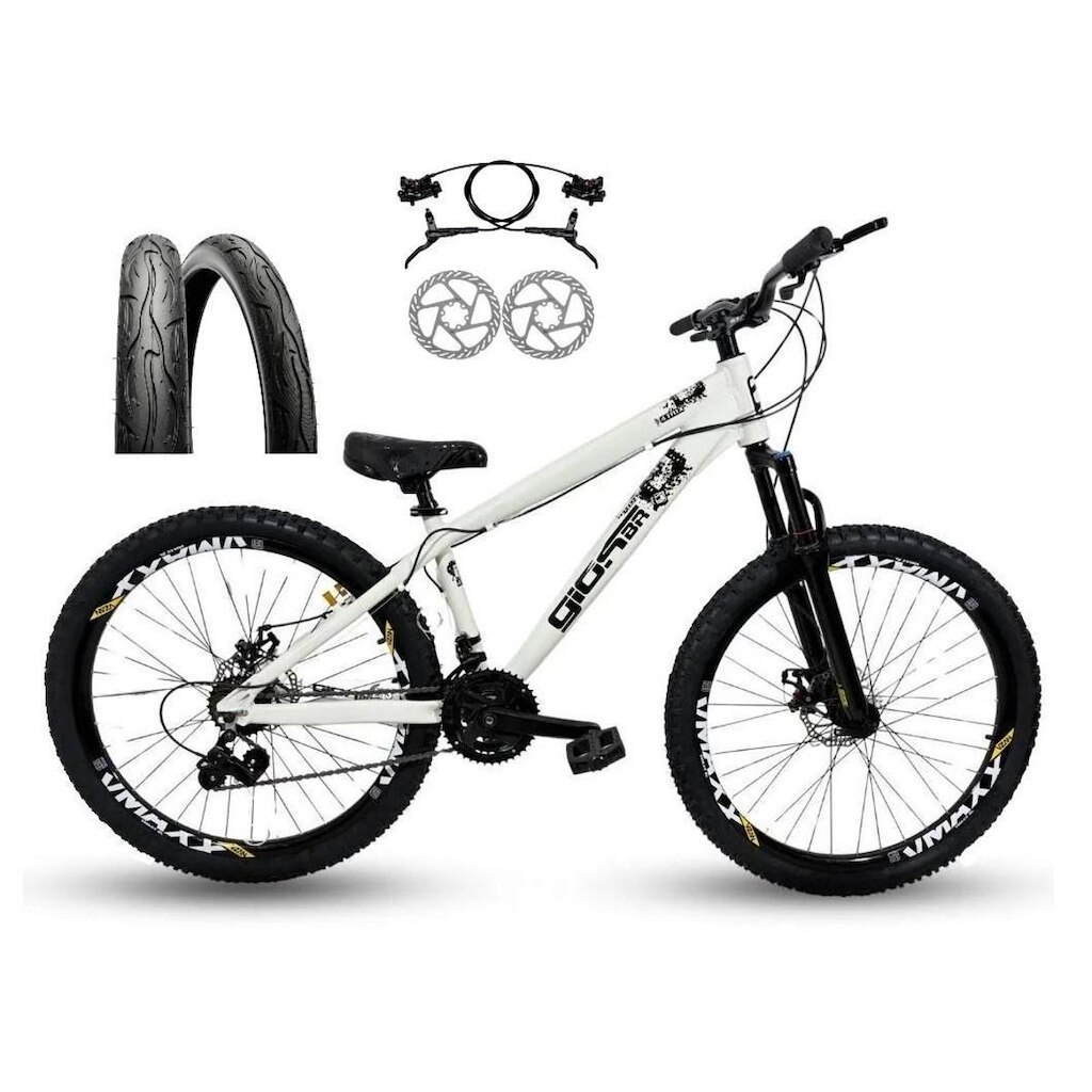 Bicicleta Aro 26 GIOS 4Trix Freio Hidráulico 21v Freeride Rodas Vmaxx Garfo Suspensão Pneu Flame
