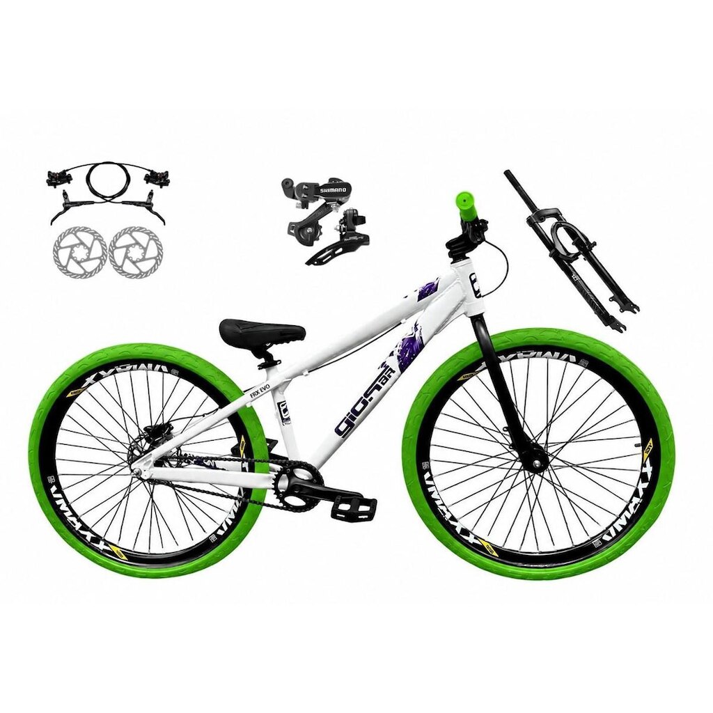 Bicicleta Aro 26 GIOS Frx-Evo Câmbios Shimano Freio Hidráulico Aro Vmaxx 21v Freeride DH Pneu Flame