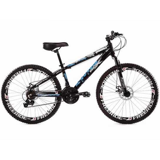 Bicicleta Aro 26 Pro X Predador Freeride Freio a Disco 21 Marchas Câmbios Importado - Preto+Azul Menor preço em Bicicleta Aro 26 Pro X Predador Freeride Freio a Disco 21 Marchas Câmbios Importado - Preto+Azul