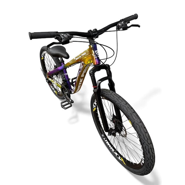 Bicicleta Aro 26 PRO-X Rustic PRO Camaleão Freeride 21v Rodas Vmaxx Freio a Disco Pneu Flame