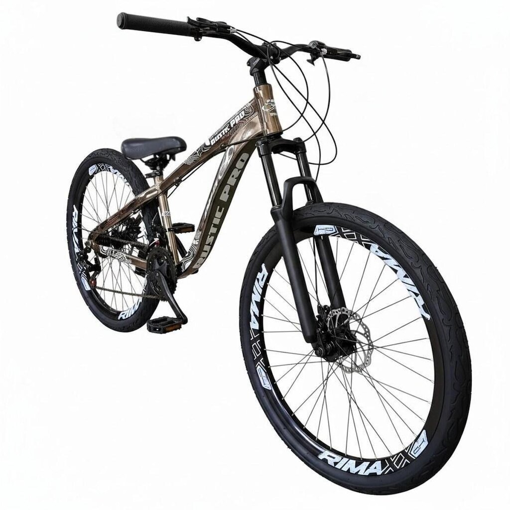Bicicleta Aro 26 PRO-X Rustic PRO Freeride 21v Aro Vmaxx Freio a Disco Pneu Preto Flame