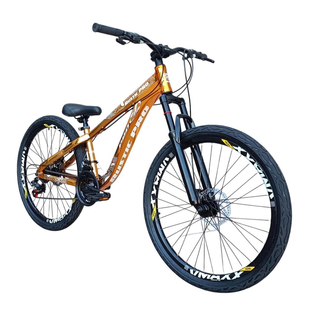 Bicicleta Aro 26 PRO-X Rustic PRO Freeride Aro Vmaxx 21v Freio a Disco Pneu Preto Flame