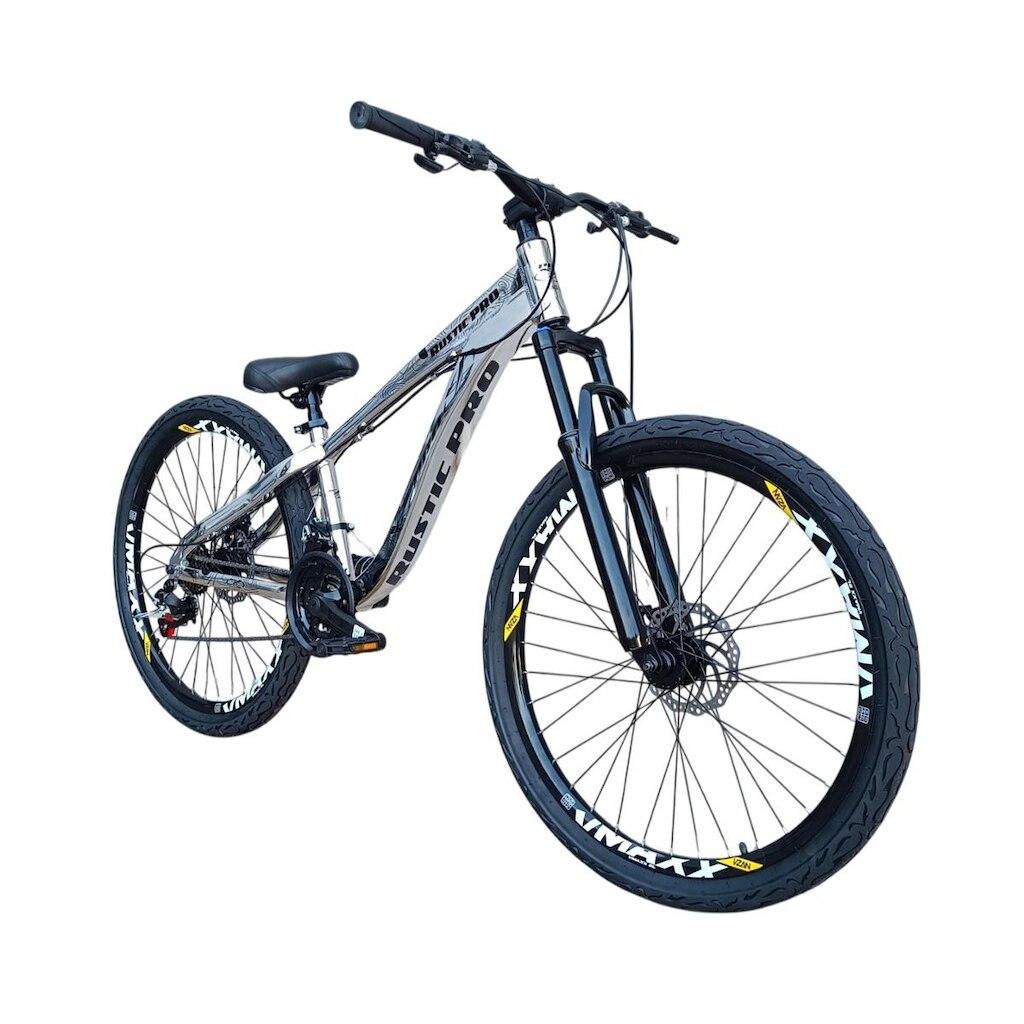 Bicicleta Aro 26 PRO-X Rustic PRO Freeride Aro Vmaxx Freio a Disco 21v Pneu Preto Flame