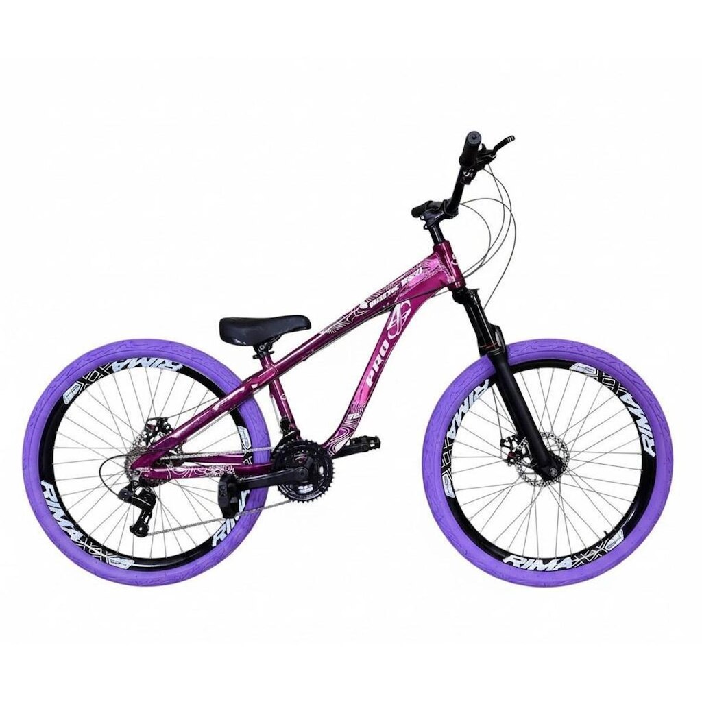 Bicicleta Aro 26 PRO-X Rustic PRO Freeride Aro Vmaxx Freio a Disco 21v Pneu Preto Flame